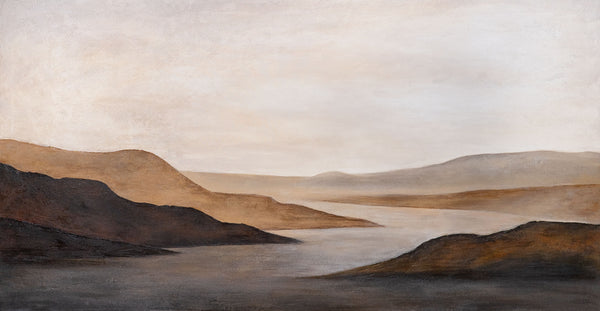 Das Gemälde „Sanfte Morgendämmerung“ – eine abstrakte Landschaft in sanften Naturtönen