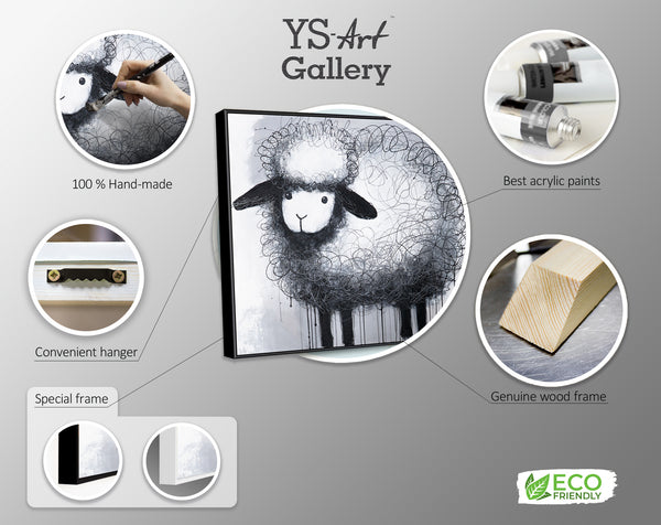 Gemälde „Unbeschwertes Schaf“ – verspieltes Motiv im minimalistischen Stil