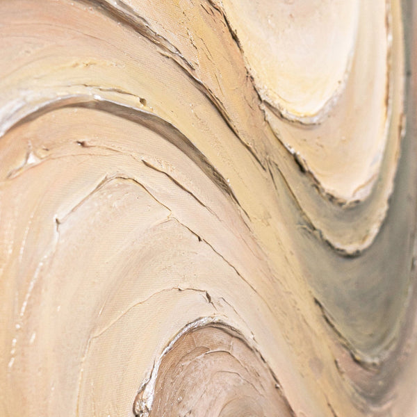 Strukturierte Abstraktion in Cremetönen – Acrylgemälde auf Leinwand