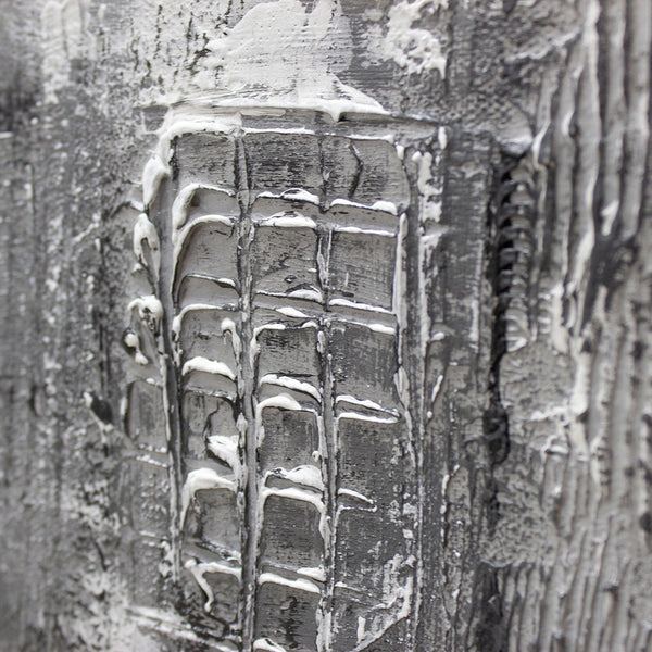 Gemälde „Abstraktion IV“ – Energie der Form und Farbe mit rotem Akzent