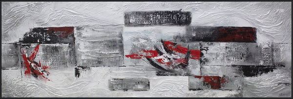 Gemälde „Abstraktion IV“ – Energie der Form und Farbe mit rotem Akzent