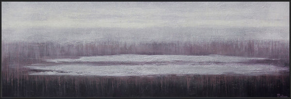 Das Gemälde "Ruhe" minimalistische Landschaft in grau-lila Tönen
