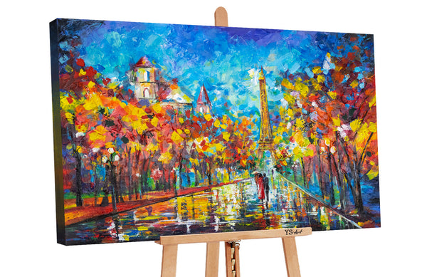 Gemälde "Abend in Paris" helle Stadtlandschaft mit dem Eiffelturm