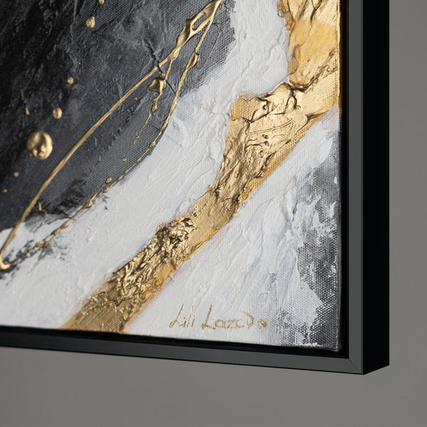 Gemälde "Goldene Ströme" luxuriöse Abstraktion im Querformat