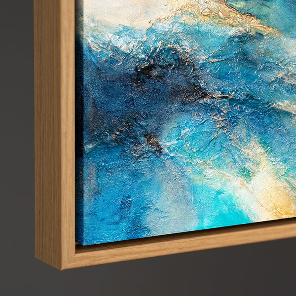„Strahlung der Wellen“ — Abstraktes Acrylbild auf Leinwand in Blautönen
