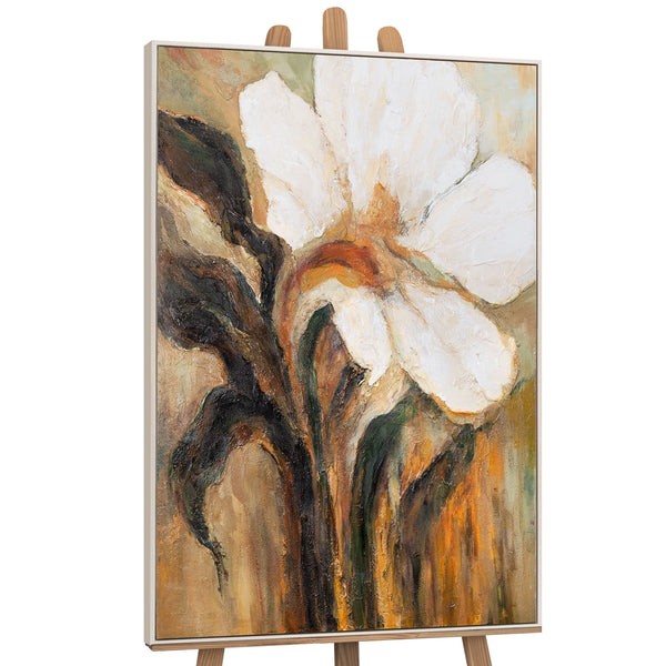 Abstraktes Wandbild „Warme Farbe“ mit Blumenmotiv