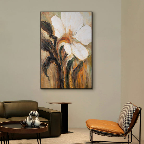 Abstraktes Wandbild „Warme Farbe“ mit Blumenmotiv
