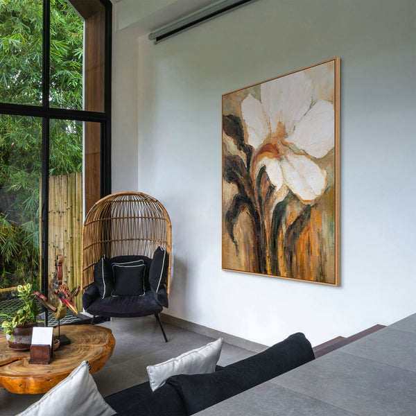 Abstraktes Wandbild „Warme Farbe“ mit Blumenmotiv