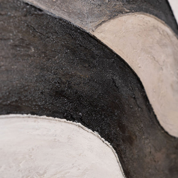 Abstraktes Gemälde „Sandwellen“ — Minimalistische Beige-Grau Leinwand mit Struktur