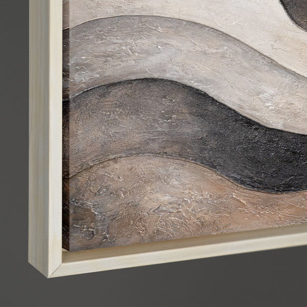 Abstraktes Gemälde „Sandwellen“ — Minimalistische Beige-Grau Leinwand mit Struktur