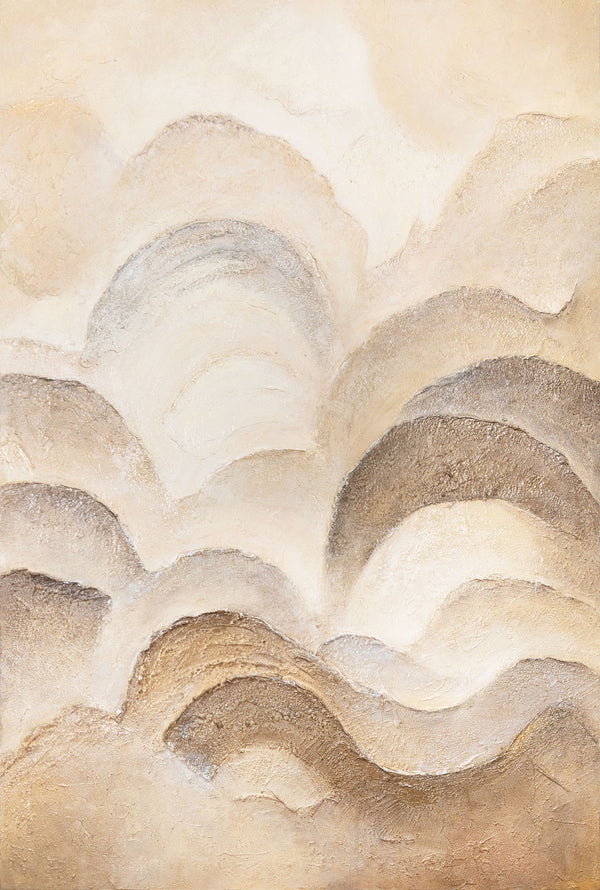 „Horizontschichten“ — Strukturiertes Abstraktes Gemälde in Hellbeige