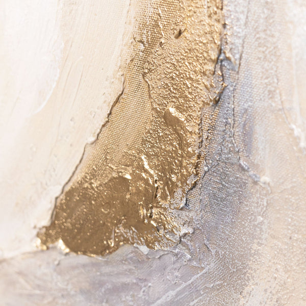 Das Gemälde „Das Leuchten des Flusses“ – eine abstrakte Komposition mit goldener Energie