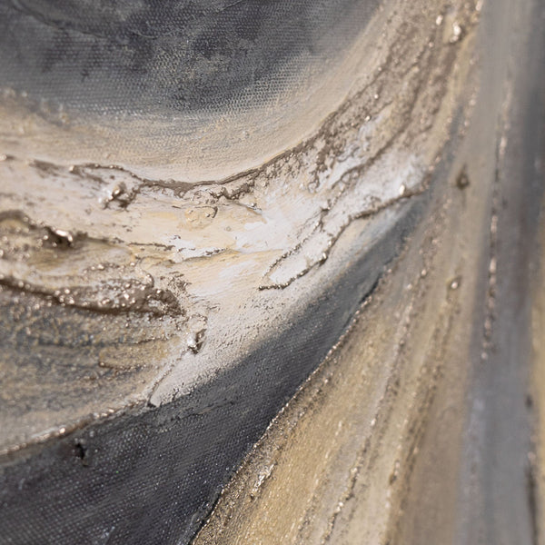 Das Gemälde „Sand und Wolken“ – helle abstrakte Wirbel auf der Leinwand