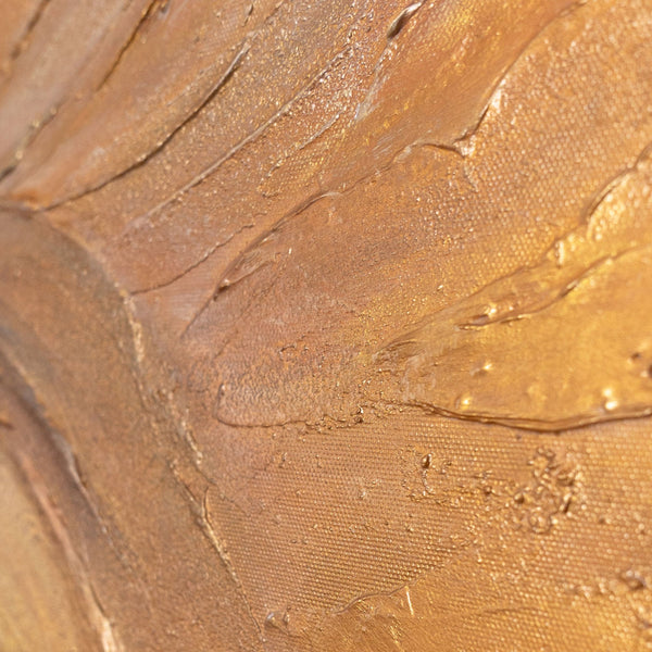 Das Gemälde „Wärmewirbel“ – eine strukturierte Abstraktion in Gold- und Kupfertönen