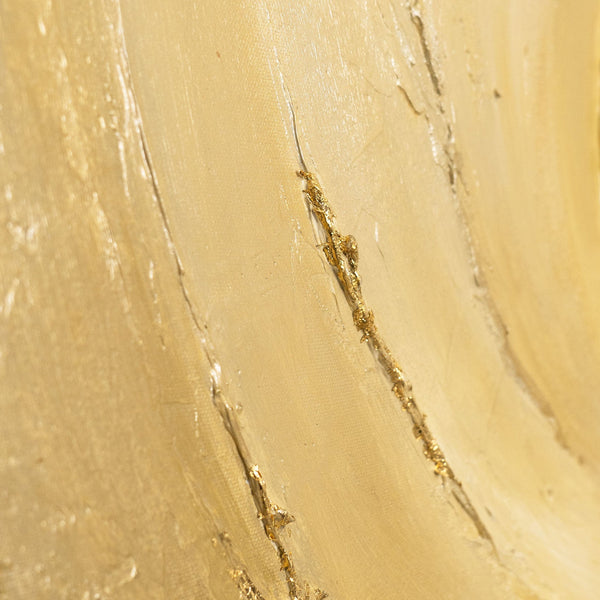 Das Gemälde „Kreise der Zeit“ – eine Abstraktion mit voluminöser Textur in warmen Goldtönen