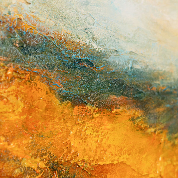 Das Gemälde „Goldener Raum“ – eine abstrakte Landschaft in warmen Farbtönen