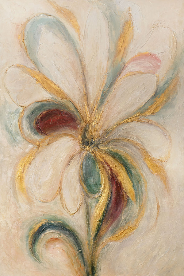 Das Gemälde „Blumenenergie“ – eine texturale Abstraktion in Form einer Blume