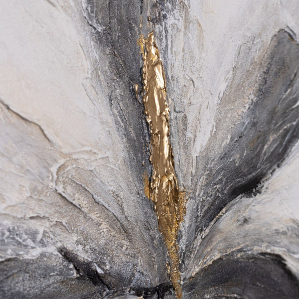 Gemälde „Goldener Moment“ – Abstraktion in silbergrauen Farbtönen