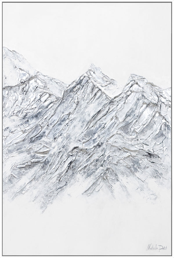 Gemälde "Silberberg" abstrakte Berglandschaft mit kristalliner Textur