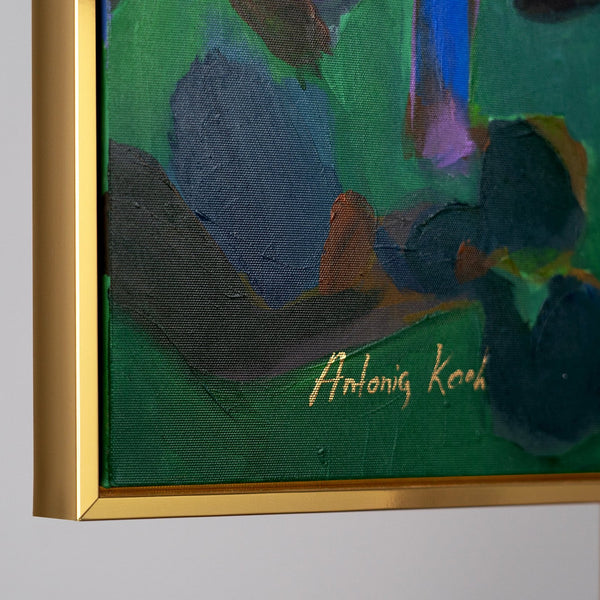 Das Gemälde "Geschmack der Sonne" ist eine figurative Abstraktion in einer hellen Sommerpalette