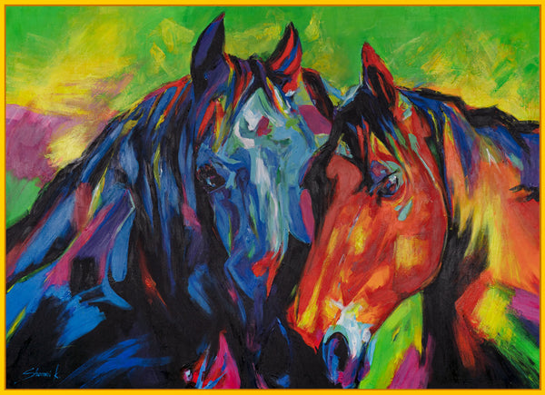 Gemälde "Einheit in Farbe" abstraktes animalisches Gemälde in einer ausdrucksstarken Palette
