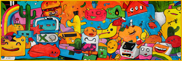 Gemälde "Fantasiewelt" moderne Abstraktion im Stil der Pop-Art