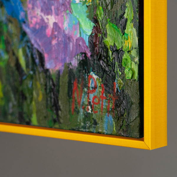 Gemälde "Flammender Blumengarten" Abstraktion in einer mehrfarbigen Blumenpalette