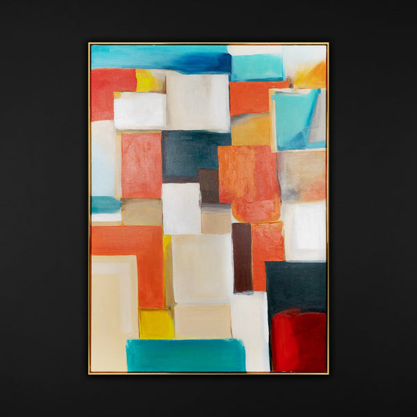 Gemälde "Farbstruktur" geometrische Abstraktion mit einem Mosaikrhythmus