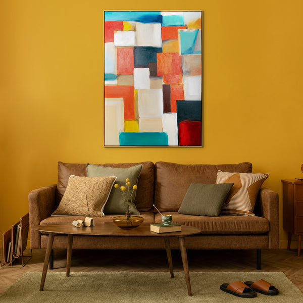 Gemälde "Farbstruktur" geometrische Abstraktion mit einem Mosaikrhythmus