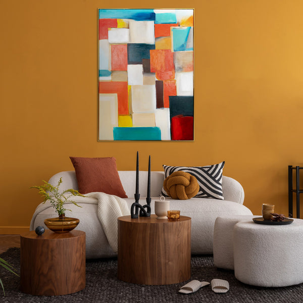 Gemälde "Farbstruktur" geometrische Abstraktion mit einem Mosaikrhythmus