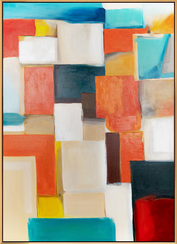 Gemälde "Farbstruktur" geometrische Abstraktion mit einem Mosaikrhythmus