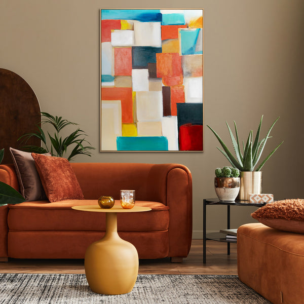 Gemälde "Farbstruktur" geometrische Abstraktion mit einem Mosaikrhythmus