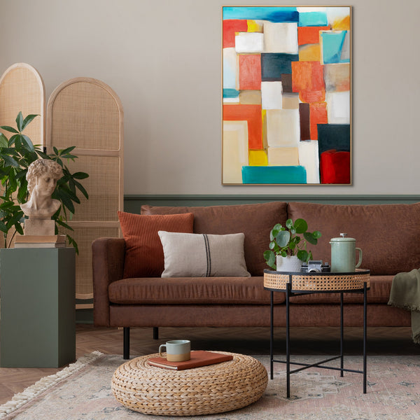 Gemälde "Farbstruktur" geometrische Abstraktion mit einem Mosaikrhythmus
