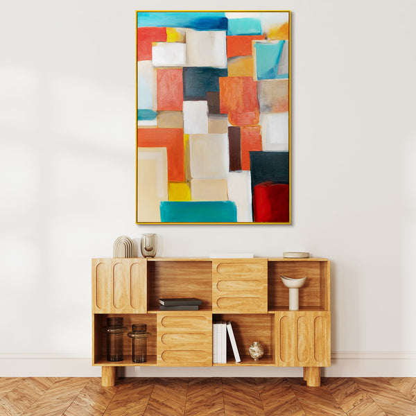 Gemälde "Farbstruktur" geometrische Abstraktion mit einem Mosaikrhythmus