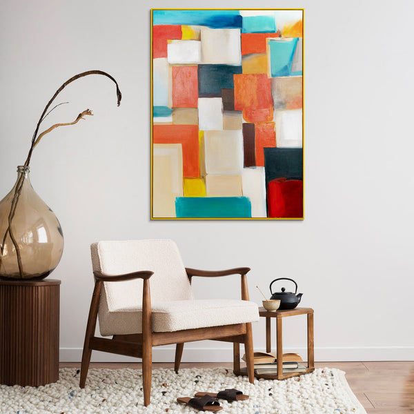 Gemälde "Farbstruktur" geometrische Abstraktion mit einem Mosaikrhythmus