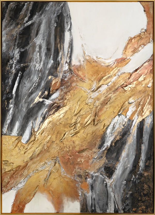 Das Gemälde "Goldader" Abstraktion mit der Energie von Mineralien und Licht
