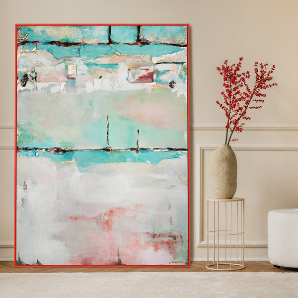 Gemälde "Stille des Horizont" abstrakte Harmonie in einer Pastellpalette