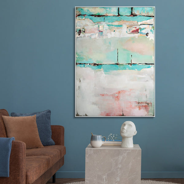 Gemälde "Stille des Horizont" abstrakte Harmonie in einer Pastellpalette