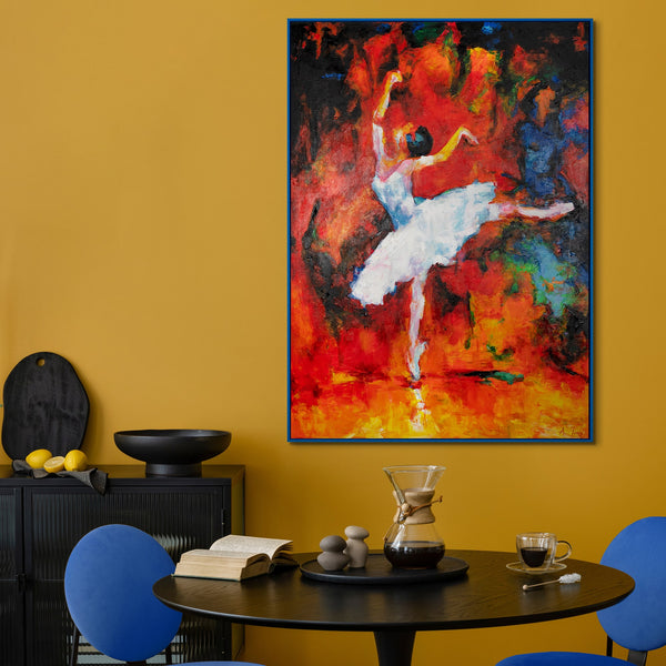 Gemälde "Tanz des Feuers" ausdrucksstarke Ballettszene in einer feurigen Palette
