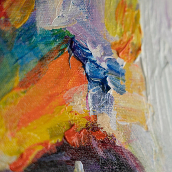 Gemälde "Feuriger Blick" emotionales Porträt einer Katze in einer ausdrucksstarken Palette