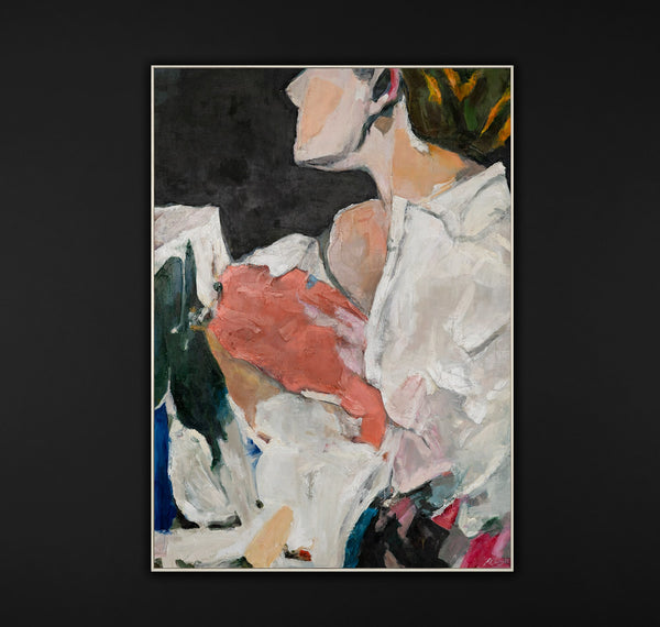Gemälde "Ein Moment der Zärtlichkeit" ausdrucksstarkes Frauenbild in Fragmenten