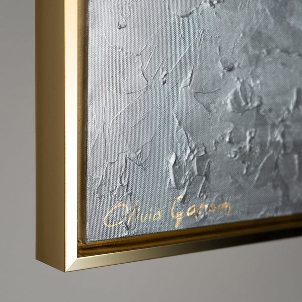 Gemälde „Paar in der Tiefe“ Relief-Tierabstraktion in Silber- und Goldtönen.