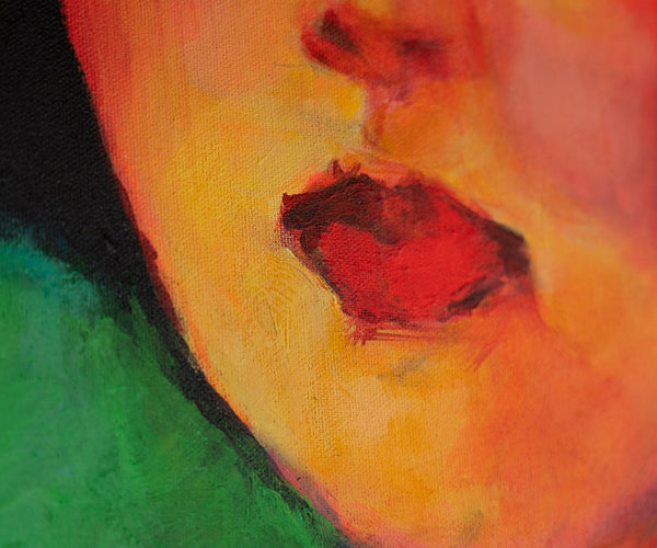 Gemälde „Frau mit Hut“ Porträt im ausgeprägten expressionistischen Stil
