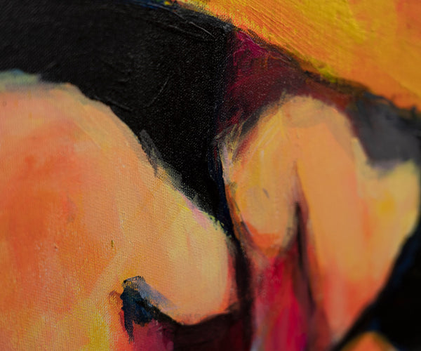 Gemälde „Frau mit Hut“ Porträt im ausgeprägten expressionistischen Stil