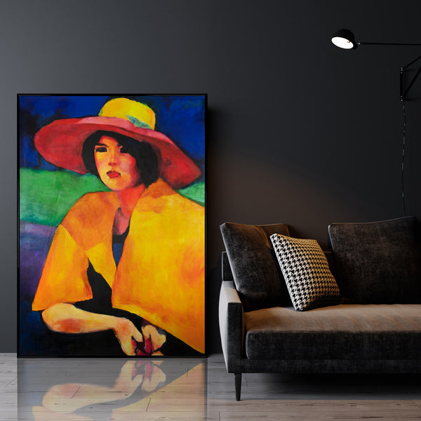 Gemälde „Frau mit Hut“ Porträt im ausgeprägten expressionistischen Stil