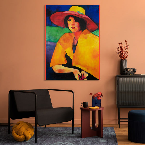 Gemälde „Frau mit Hut“ Porträt im ausgeprägten expressionistischen Stil
