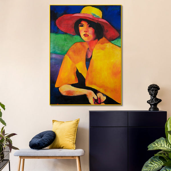 Gemälde „Frau mit Hut“ Porträt im ausgeprägten expressionistischen Stil