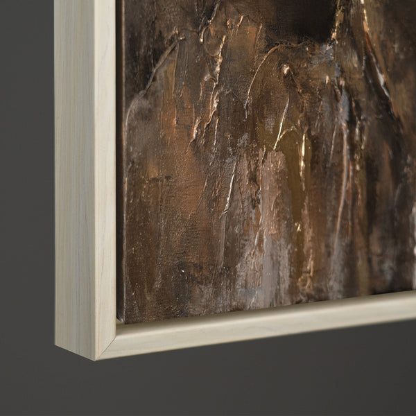 Gemälde „Kupferne Stille“ abstrakte Landschaft in warmen Metallictönen