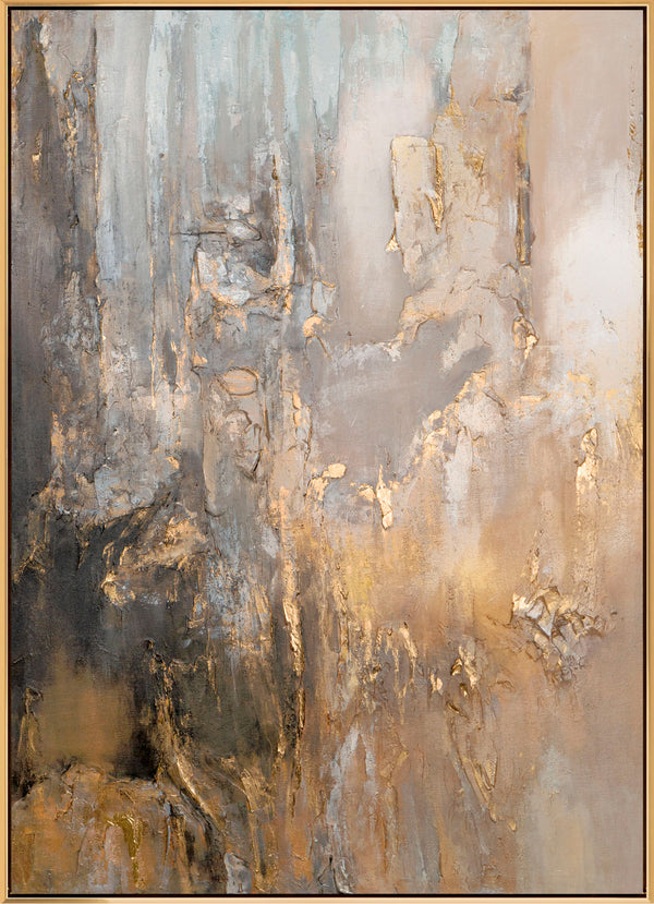 Gemälde „Kupferne Stille“ abstrakte Landschaft in warmen Metallictönen