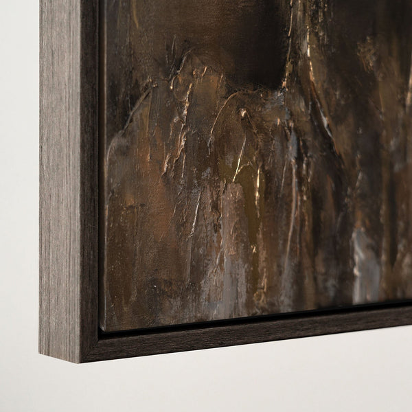 Gemälde „Kupferne Stille“ abstrakte Landschaft in warmen Metallictönen